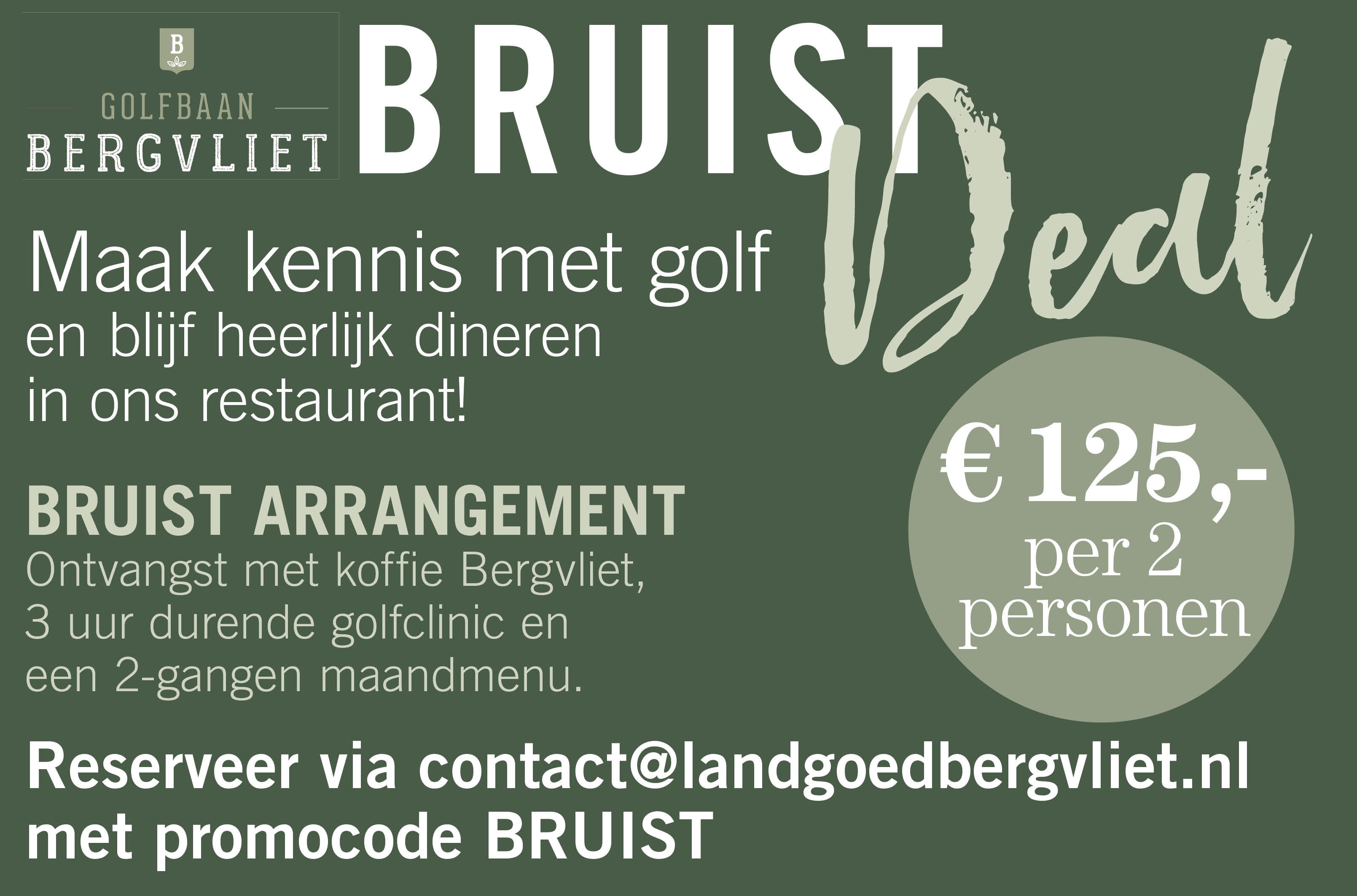 Maak kennis met golf en blijf heerlijk dineren in ons restaurant met deze Bruist Deal.