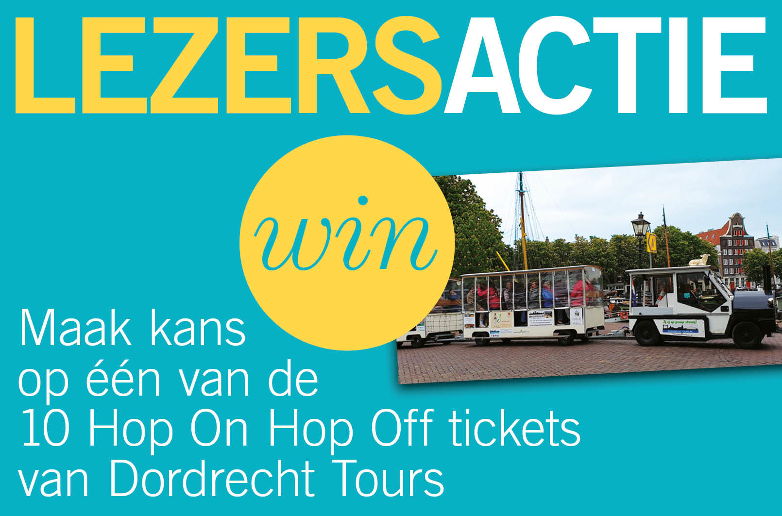 Maak kans op één van de 10 Hop On Hop Off tickets van Dordrecht Tours.