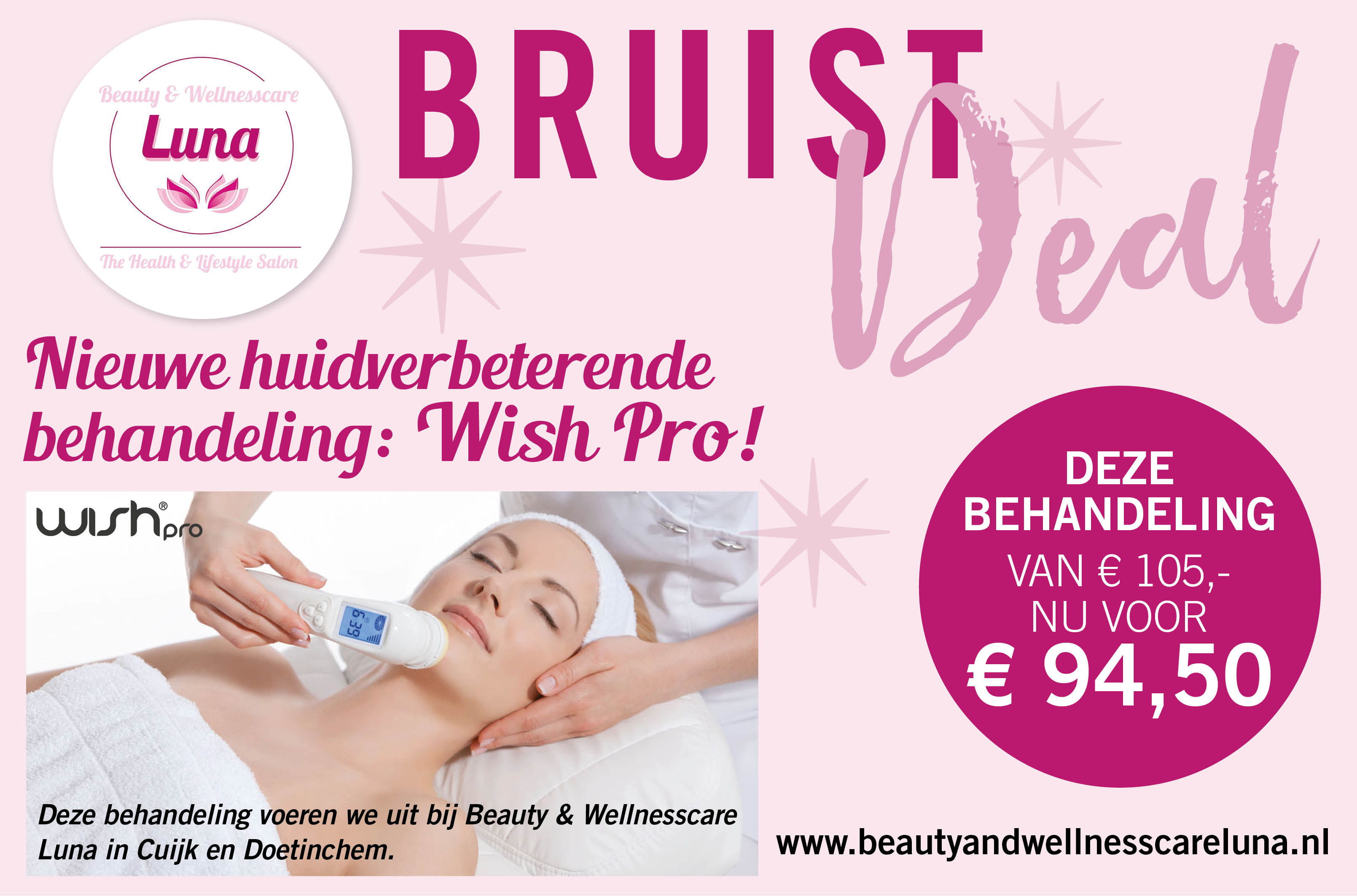 Nieuwe huidverbeterende behandeling Wish Pro van € 105,- voor € 94,50 met deze Bruist Deal